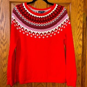 LANDS’ END sweater S Red cotton blend Excellent long sleeve crew neck